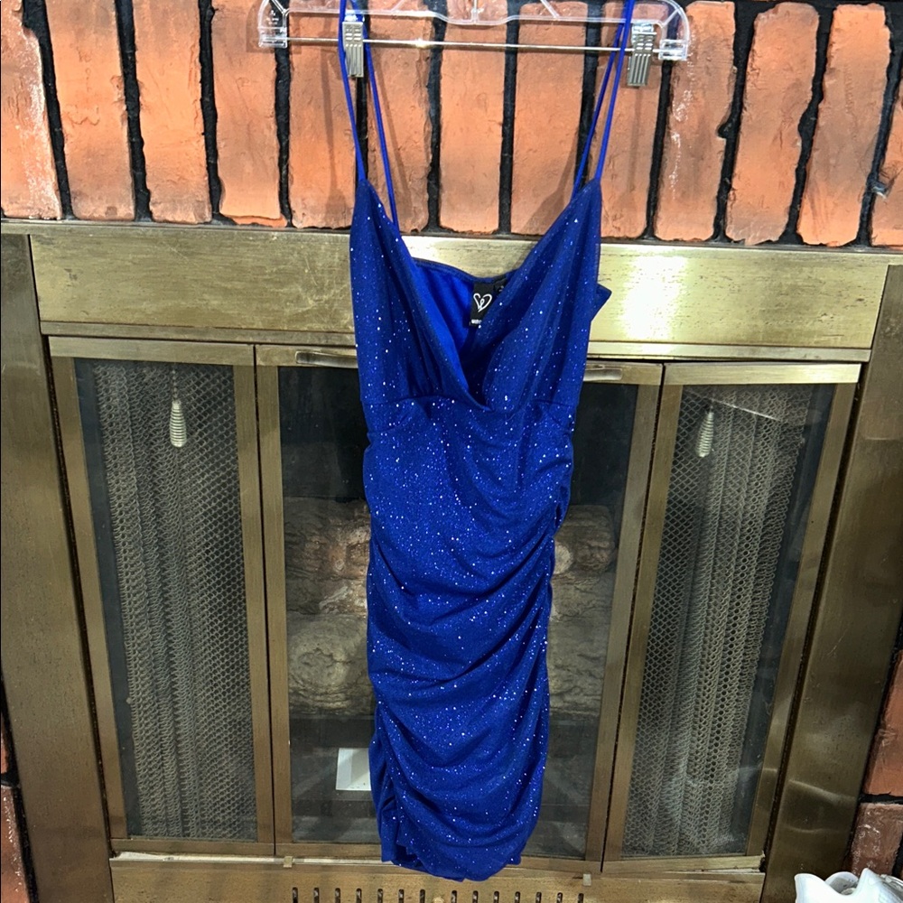 Windsor Royal Blue Glitter Mini Dress